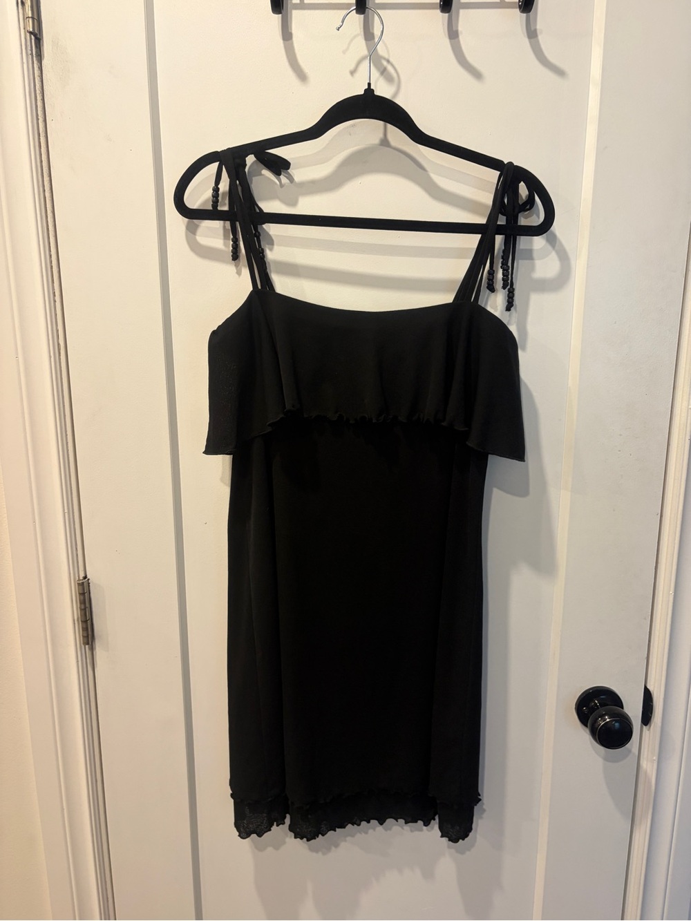 Black Sleeveless Ruffle Mini Dress